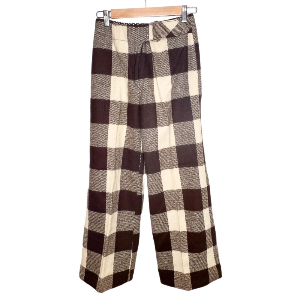 Vintage Junior House Wool Brown Plaid Bell Bottom Pants